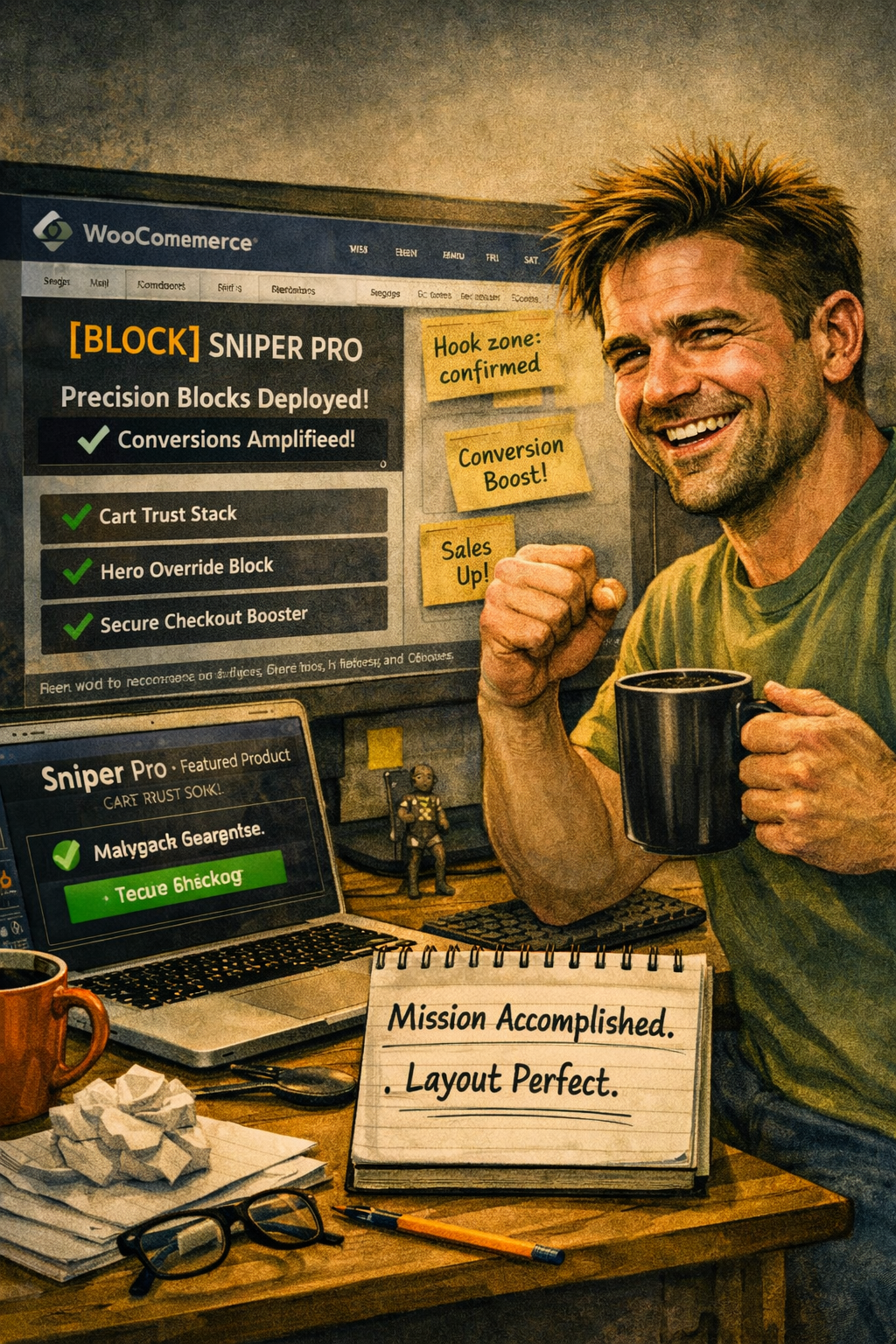 Developer celebrating Sniper Pro success