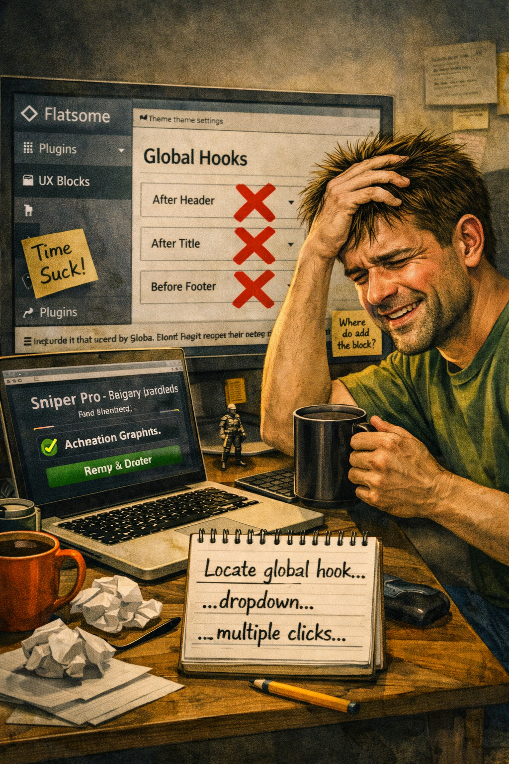 Frustrated developer discovering Sniper Pro