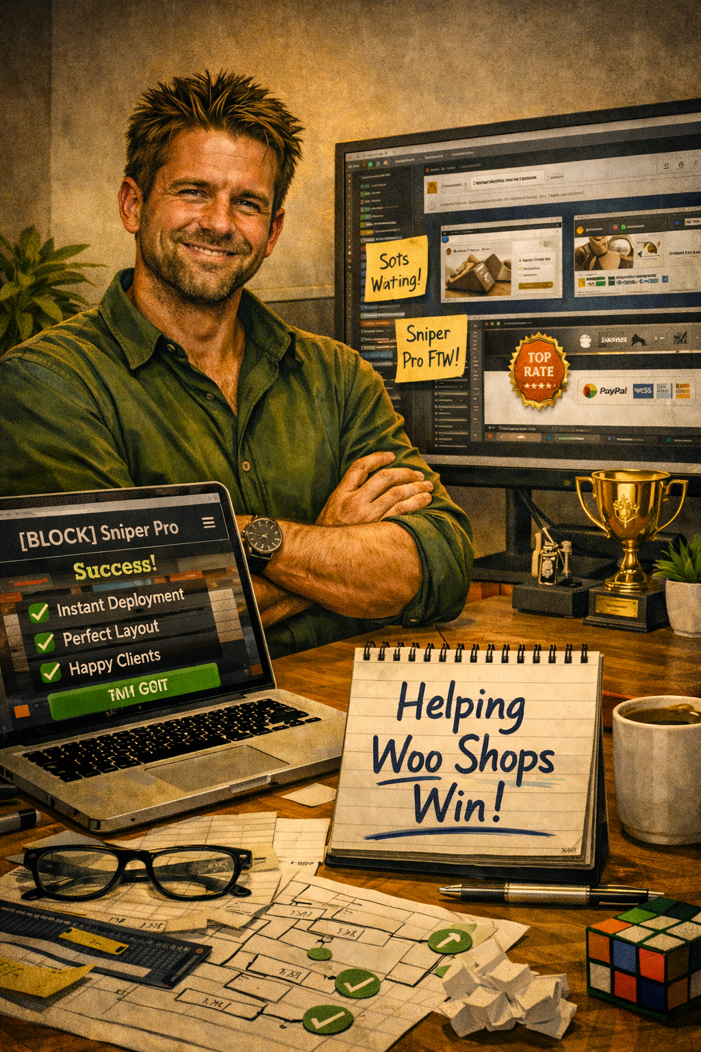 Developer celebrating success